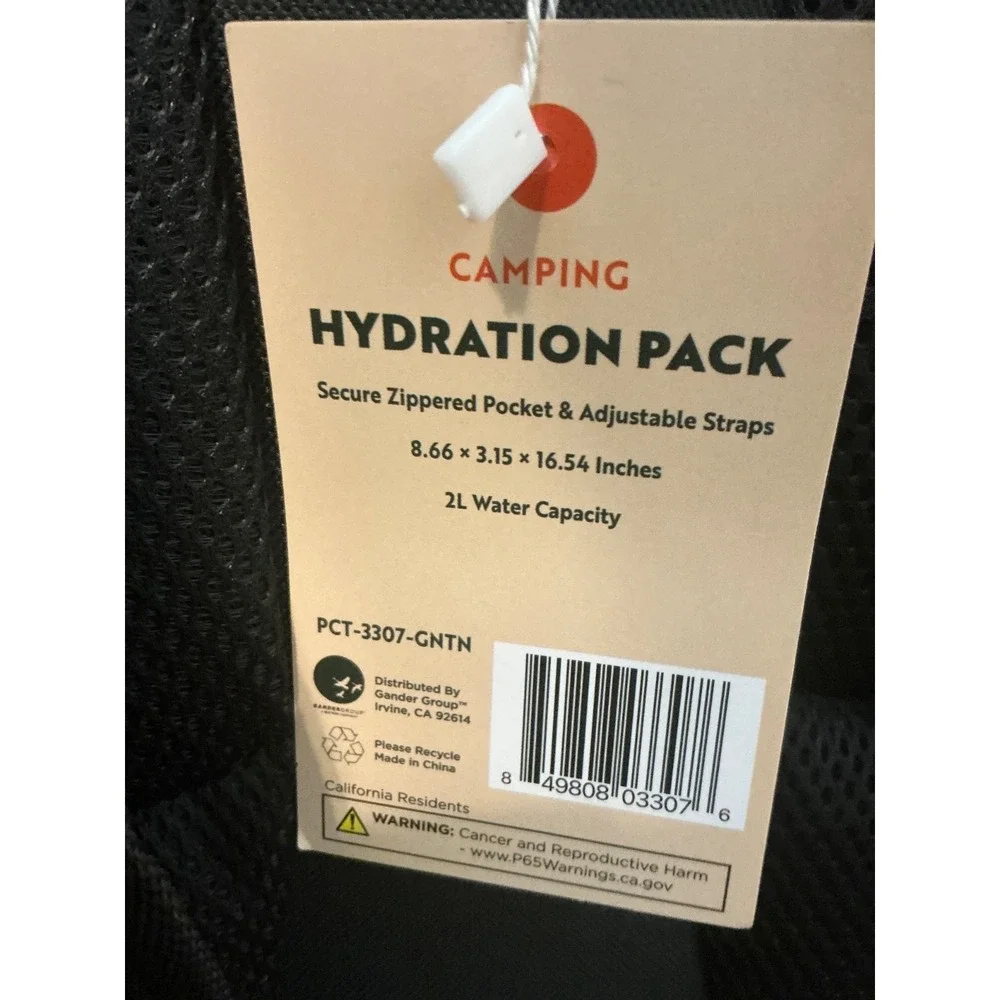 NWT Pacific Coast Trail Camping - 2 Liter Hydration Backpack Green & Brown - NEW